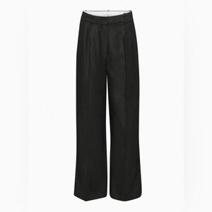 Aritzia Effortless Pant Linen Black Wilfred High Waisted Wide Leg Trouser